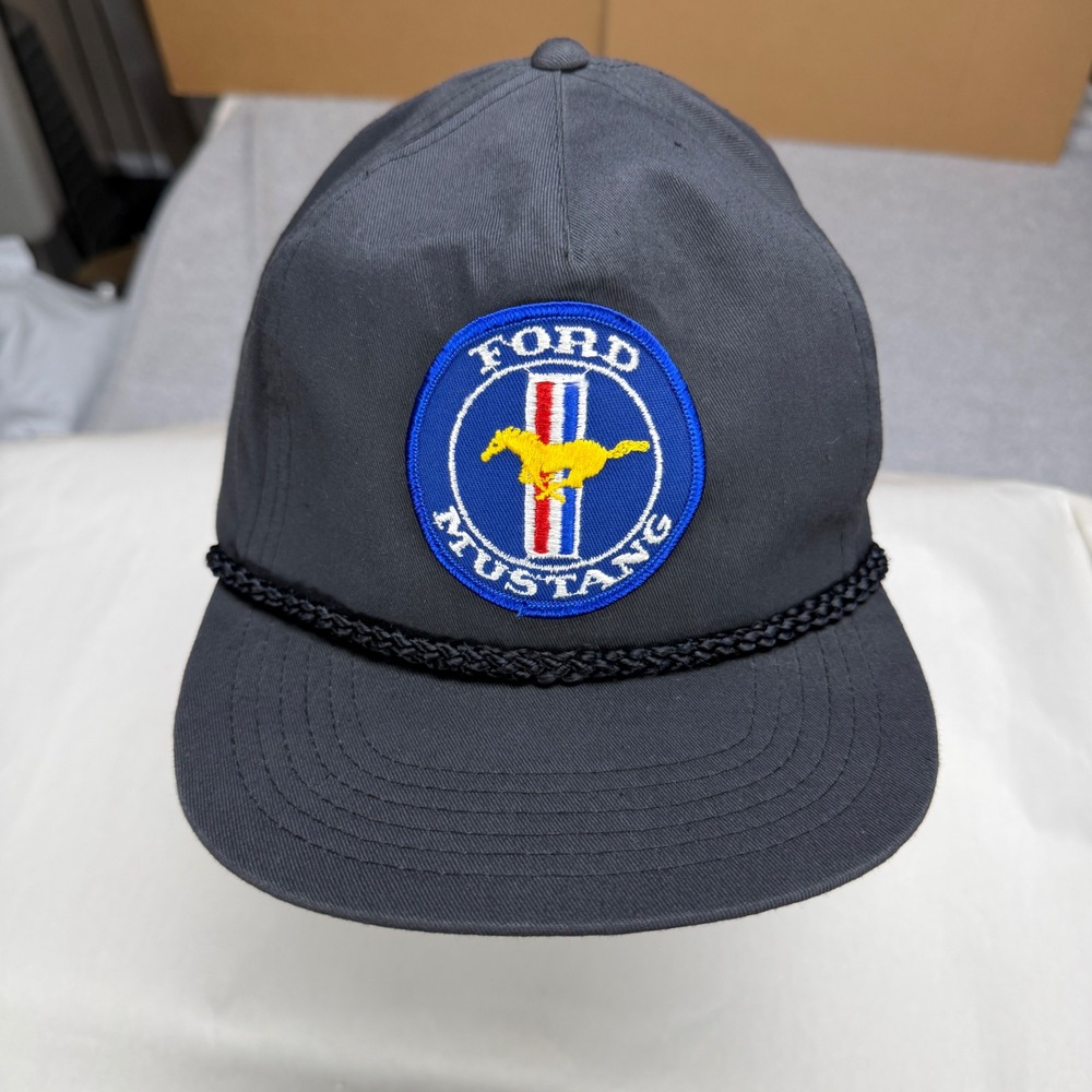 Ford Mustang Snapback Hat Black San Sun Rope Trucker Cap with FLAW